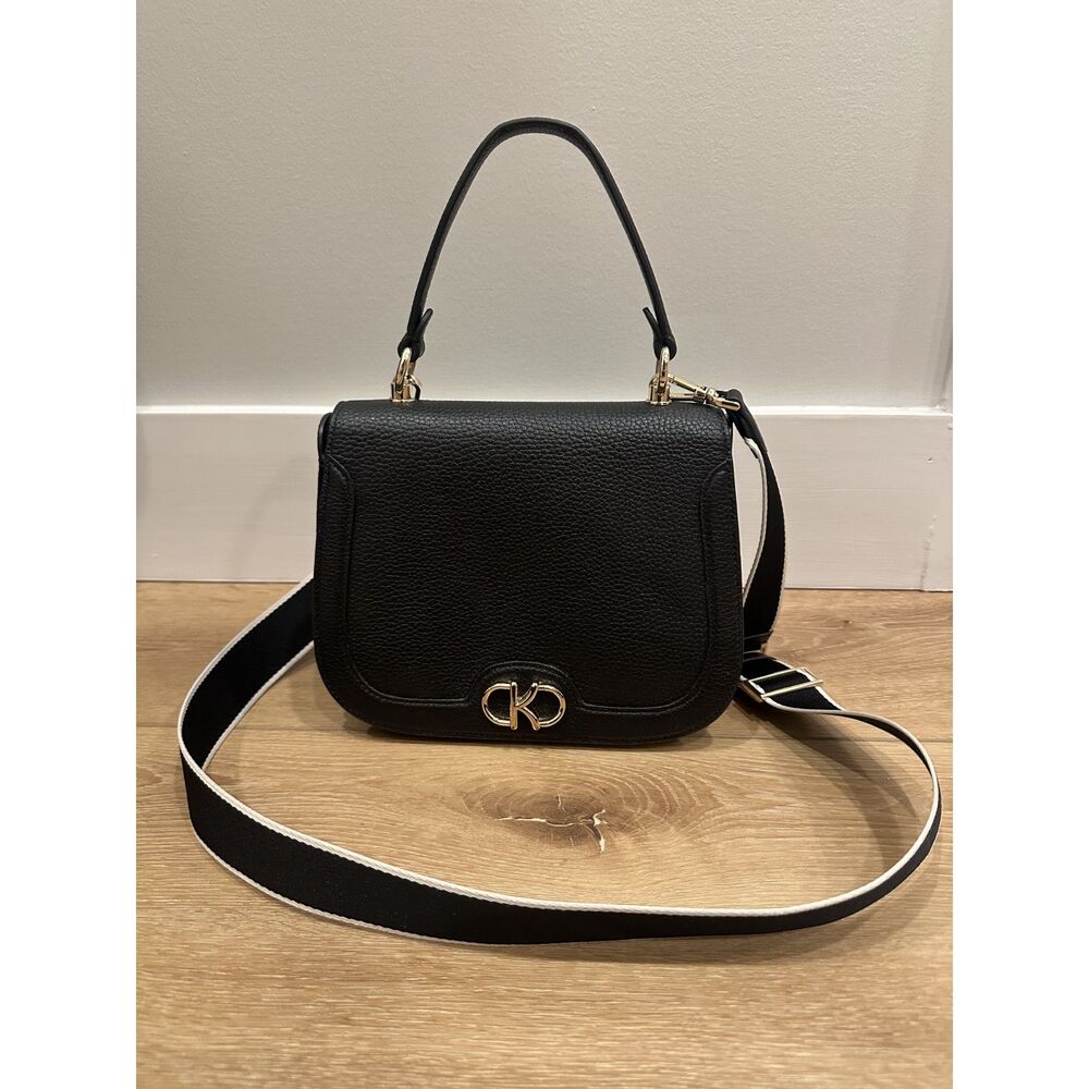Kate Spade Flap Front Crossbody Purse Handbag Black Pebbled Leather EUC!